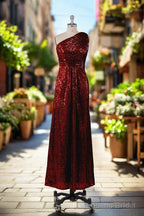 Charming One Shoulder Sequins Floor Length Bridesmaid Dresses