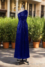 Charming One Shoulder Sequins Floor Length Bridesmaid Dresses