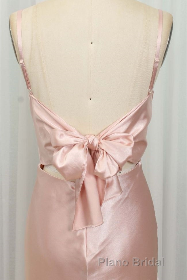 Classic Pink Spaghetti Straps Midi Party Dressess