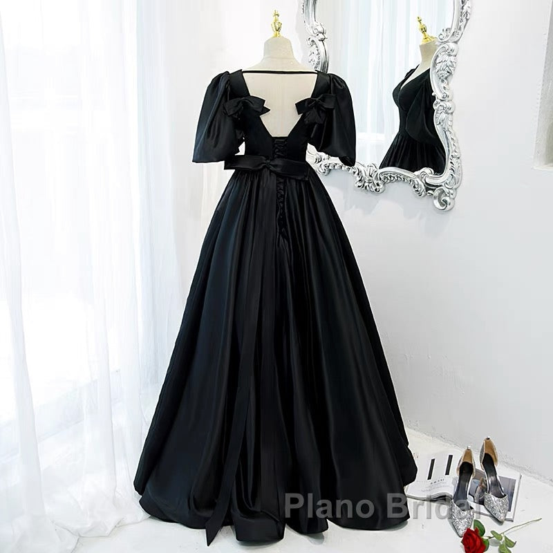 Classy Black Formal Prom Dresses Formal Dresses with Bubble Sleeves Secondary image