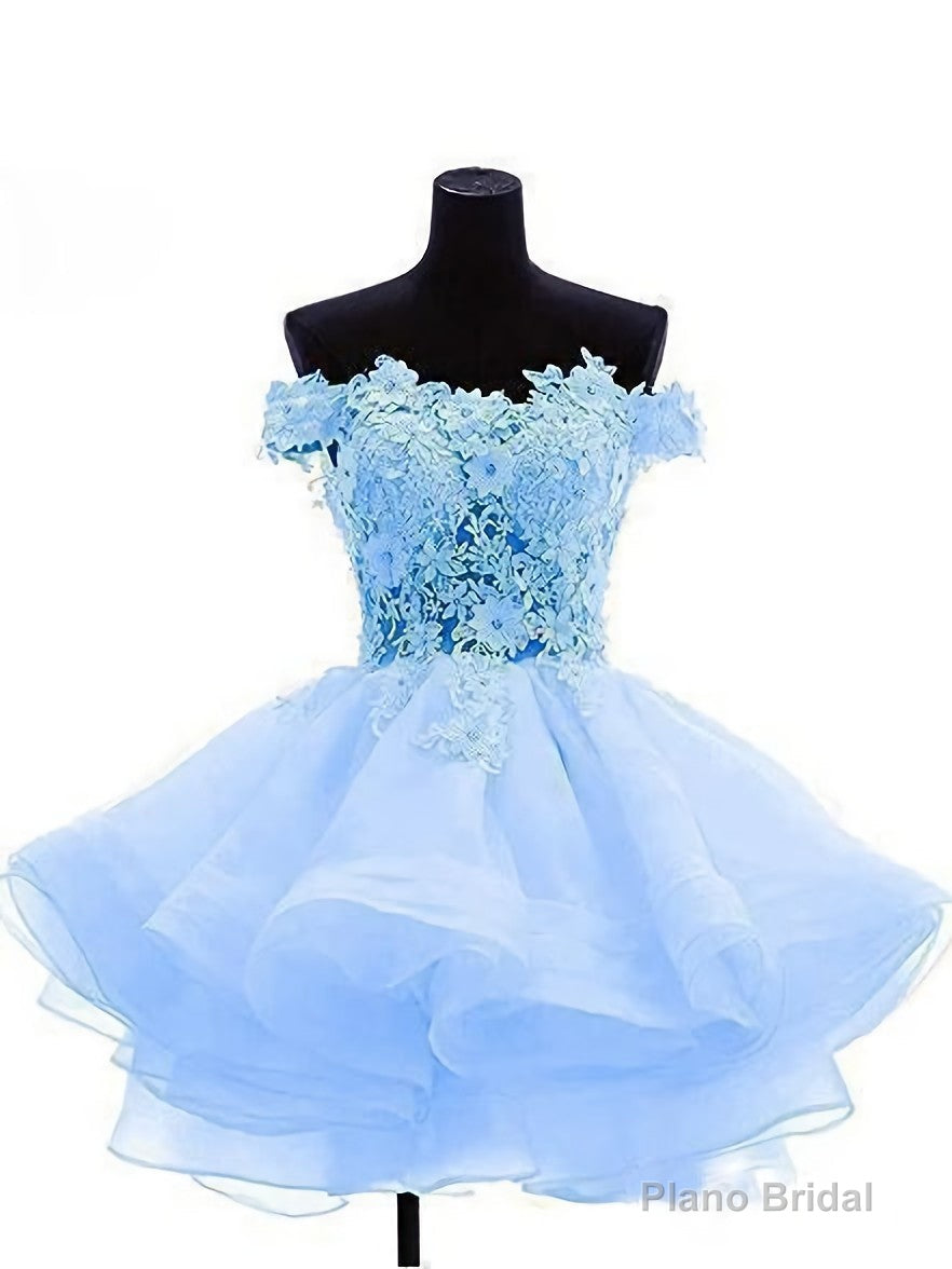 Cute Off The Shoulder Homecoming Dresses, Ivory Lace Beaded Homecoming Dresses