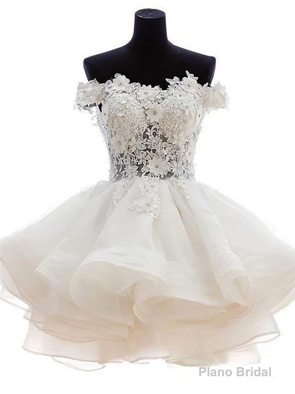 Cute Off The Shoulder Homecoming Dresses, Ivory Lace Beaded Homecoming Dresses