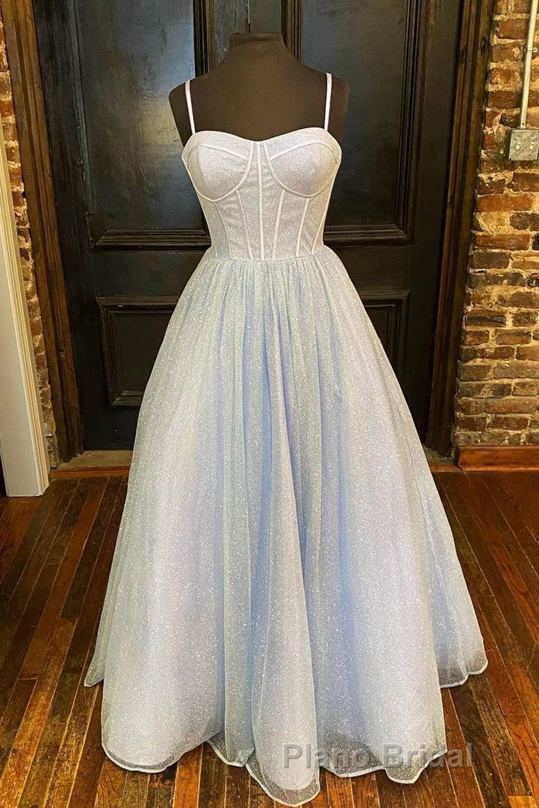Princess Light Blue A-line Straps Long Formal Prom Gown Secondary image