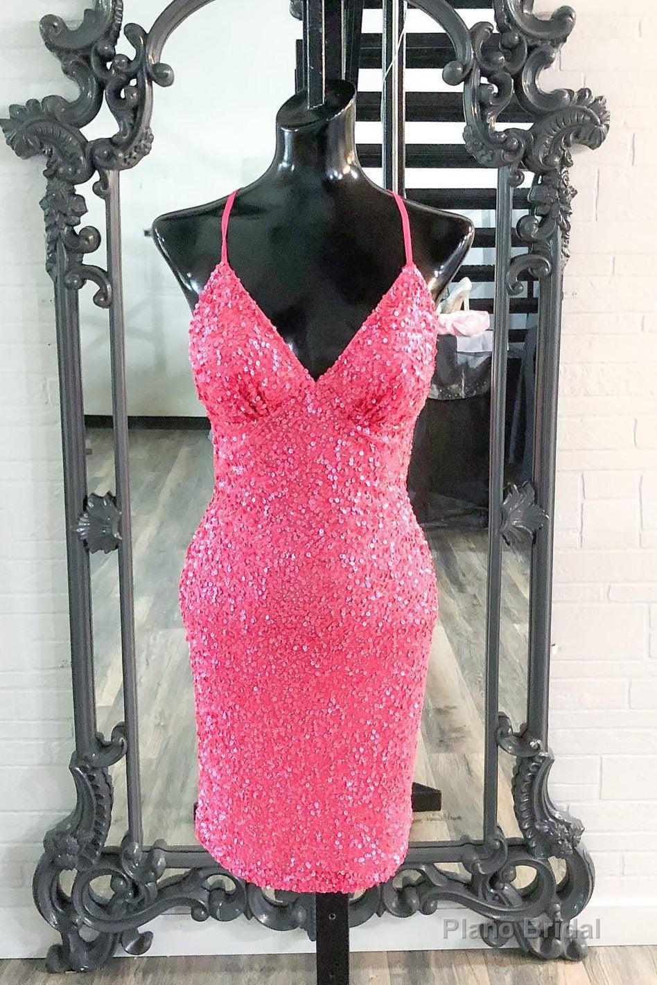 Hot Pink Sequins Boydcon Mini Party Dress Main image