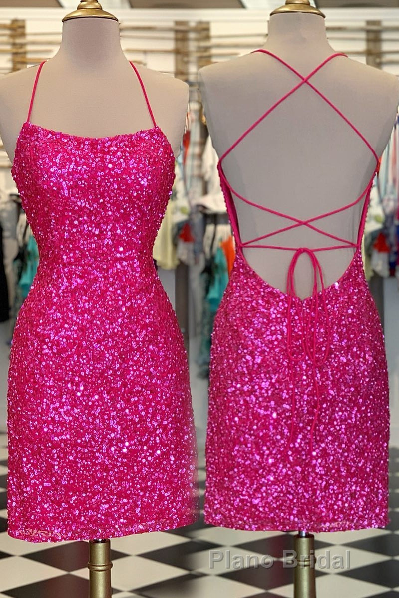 Neon Pink Sequin Bodycon MiniDresses Secondary image
