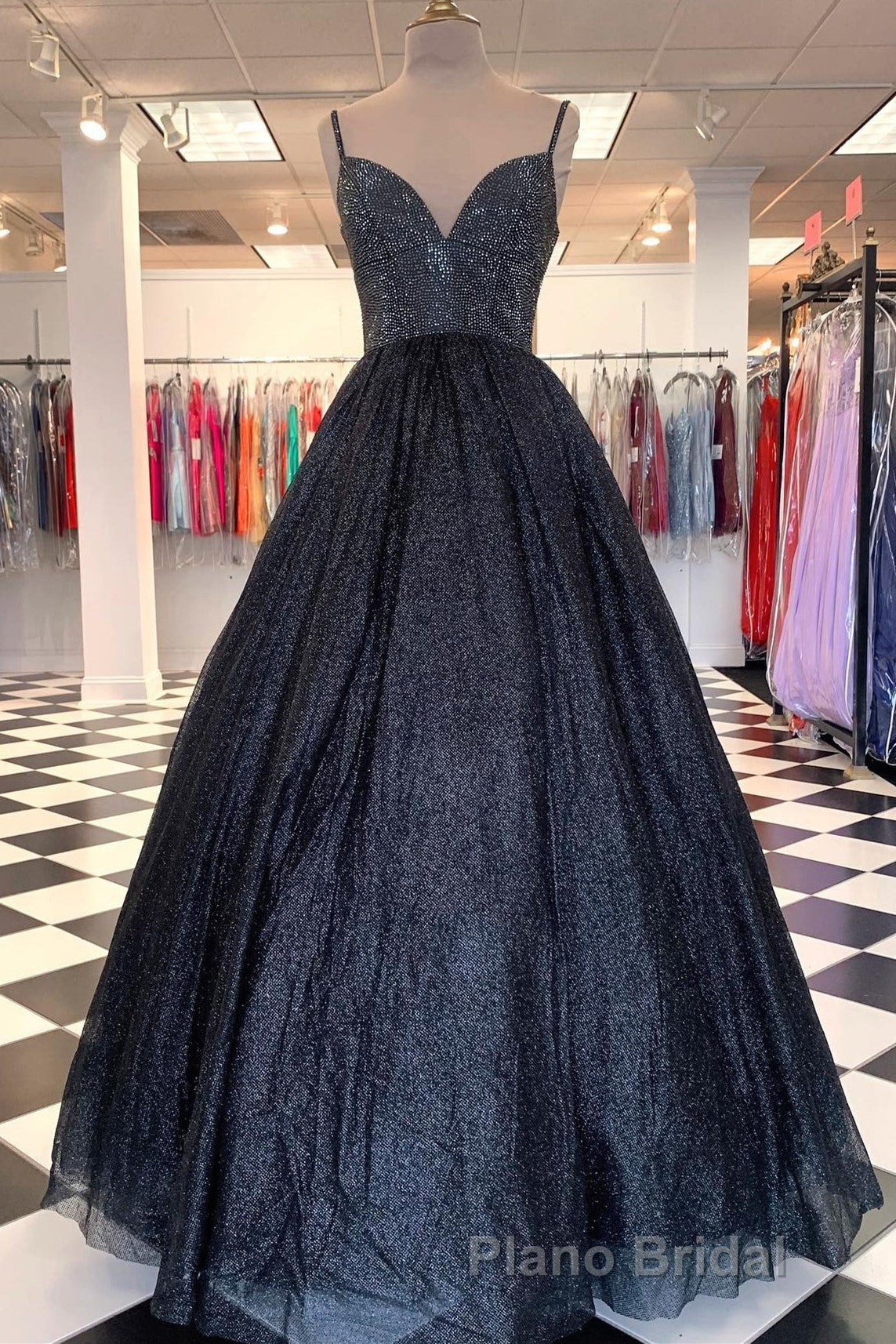 Sraps A-line Red Shiny Tulle Formal Prom Gown