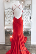 Mermaid Black Long Formal Prom Dresses with Cross Back