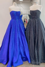 Strapless Red A-line Stunning Long Formal Prom Gown