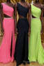 One Shoulder Mermaid Long Formal Prom Dresses with Side Cut