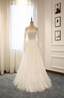 White A-Line Straps Long Sleeves Tulle Long Wedding Dresses