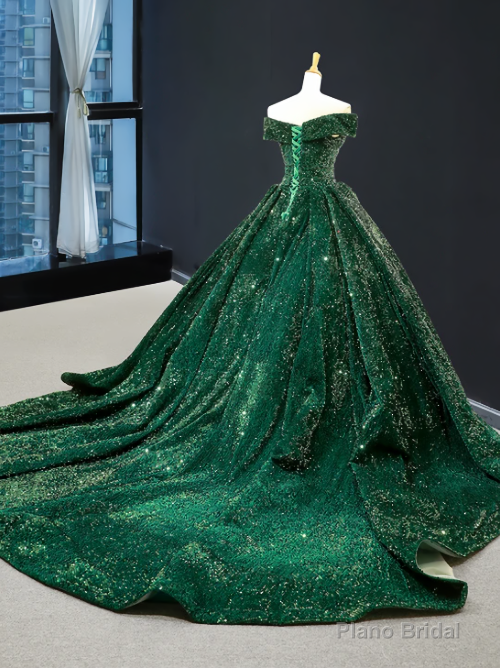 Ball Gown Sweetheart Sleeveless Sequin Satin Prom Dresses, Evening Dresses Secondary image