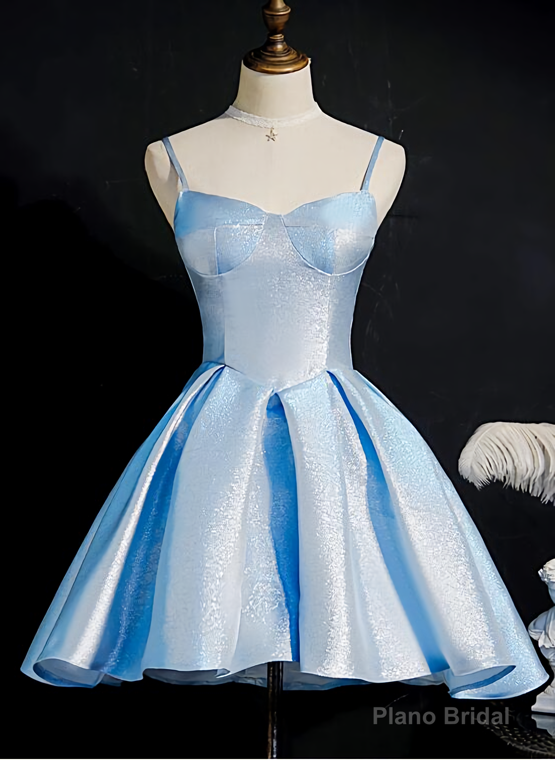 Light Blue Satin Sweetheart Homecoming Dress, Blue Short Prom Dress, Party Dress Main image
