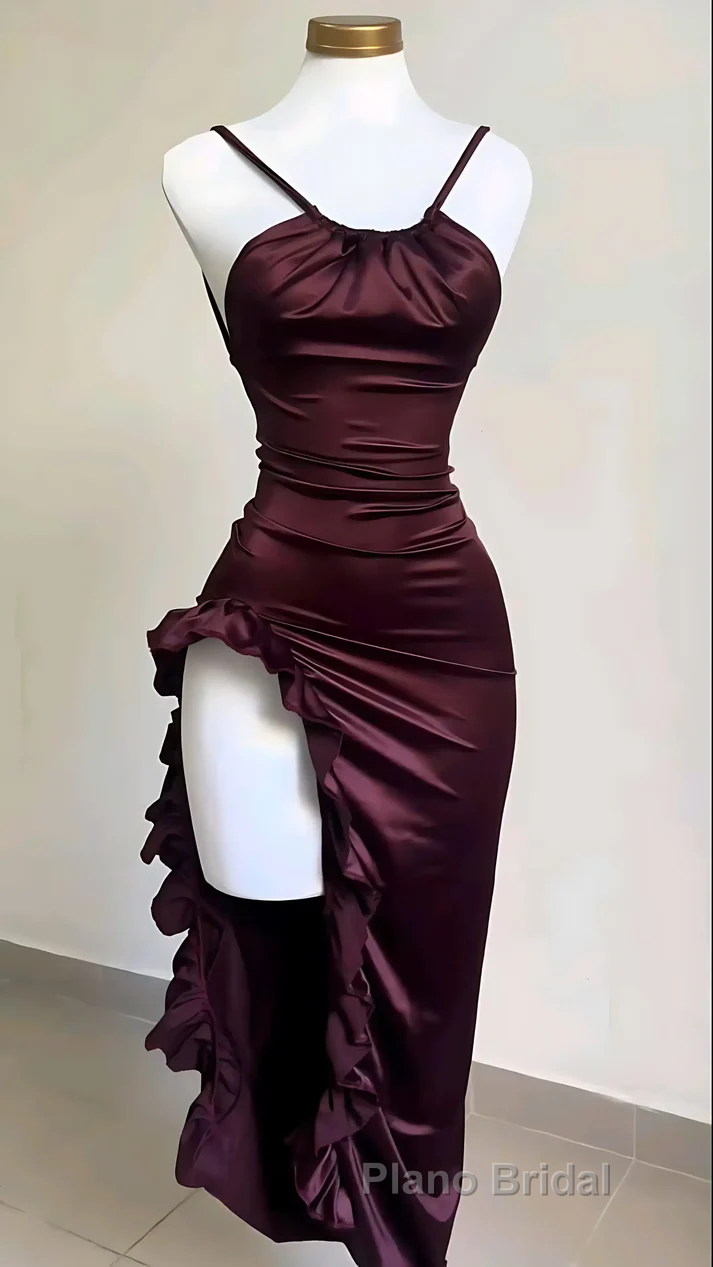 Sexy Slit Ruffles Formal Prom Dress