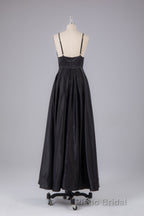 Elegant A Line Satin Spaghetti Straps Long Formal Prom Dresses