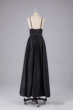 Elegant A Line Satin Spaghetti Straps Long Formal Prom Dresses