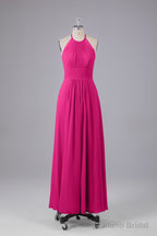 Elegant Chiffon Halter Floor Length Bridesmaid Dresses