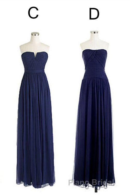 Elegant A-Line Navy Blue Chiffon Long Bridesmaid Dresses Secondary image