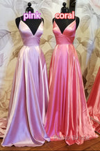 Elegant Yellow Satin Long Formal Prom Dress with Cross Back