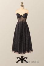 Green Corset A-line Tea Length Dresses