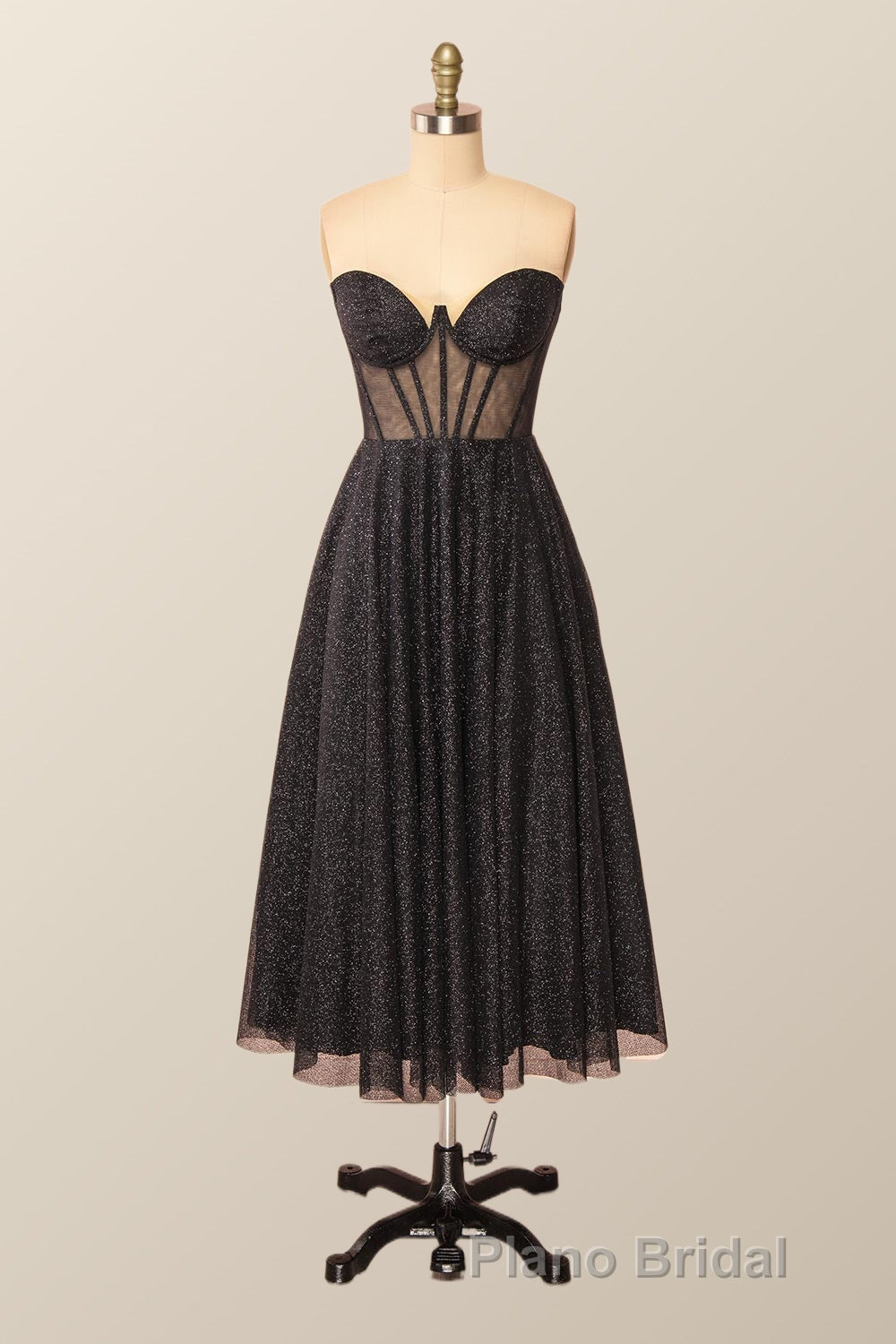 Green Corset A-line Tea Length Dresses