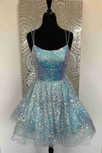 Cute Hot Pink Sequins A-Line Homecoming Dresses Hoco Night Dresses