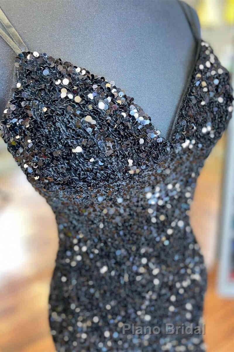 Cirss Cross Straps Black Sequined Homecoming Dresses Secondary image