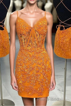 Tie Back Blue Appliqued Bodycon Homecoming Dresses