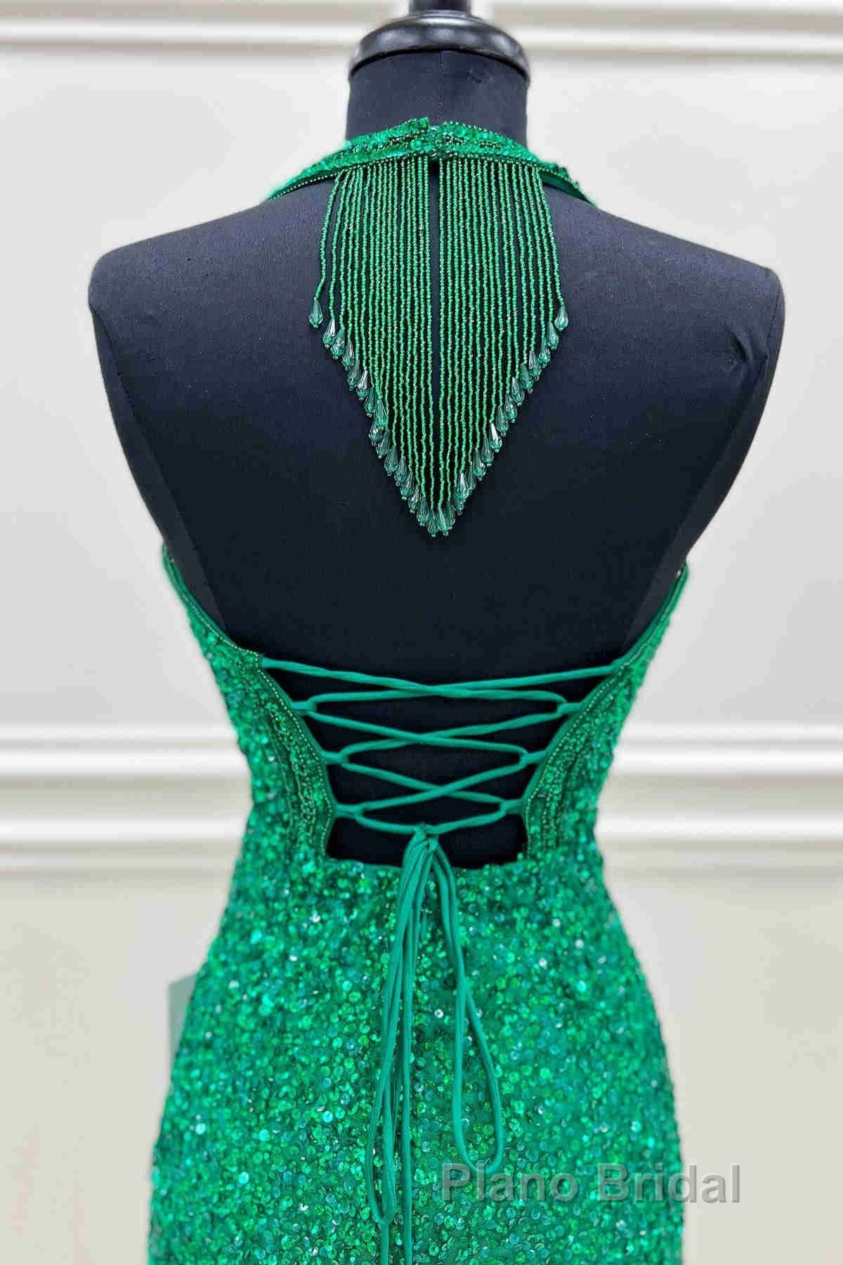 Halter Orange Sequins Bodycon Homecoming Dresses with Tassel