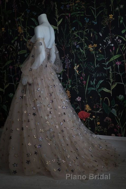 Chic Long Sweetheart Front Split Star Formal Prom Dresses With Sleeves Secondary image