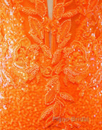 Glitter Orange Spaghetti Straps Orange Tight Sequined Homecoming Dresses