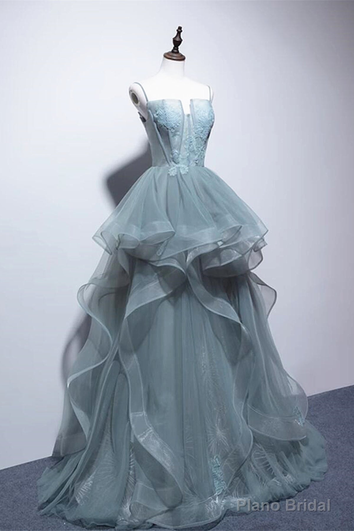 Green Lace Long Prom Dresses, Green Lace Long Formal Evening Dresses Main image