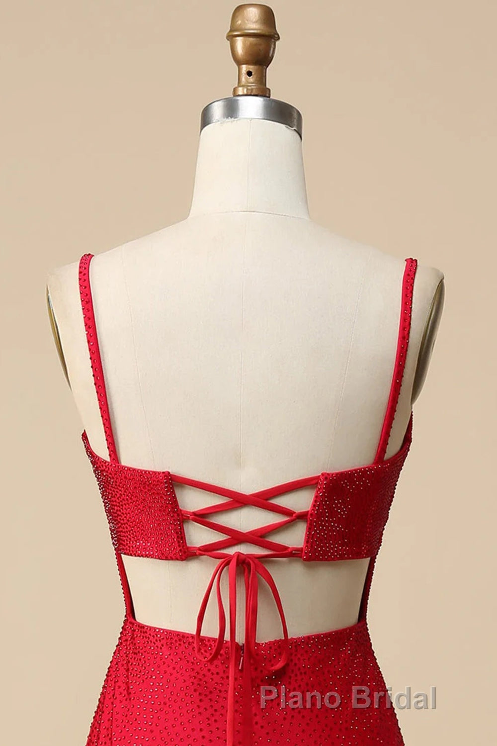 Mermaid Spaghettti Straps Dark Green Sequins Long Formal Prom Dresses with Split Front