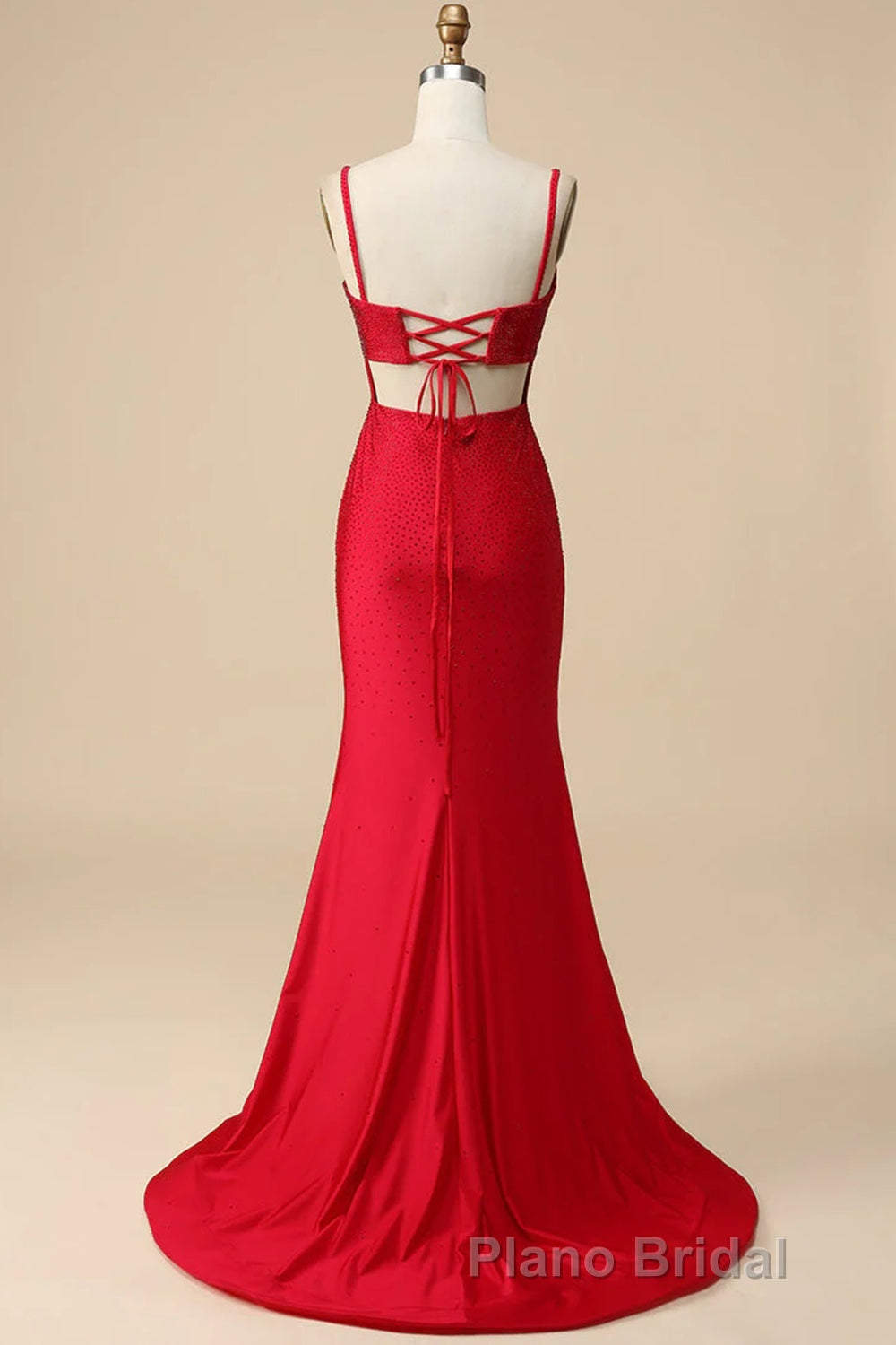 Mermaid Spaghettti Straps Dark Green Sequins Long Formal Prom Dresses with Split Front