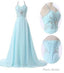 Halter Light Blue Prom Dress Long Chiffon Evening Dresses for Weddings