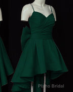 High Low Style Sweetheart Bow Back Satin homecoming Dresses
