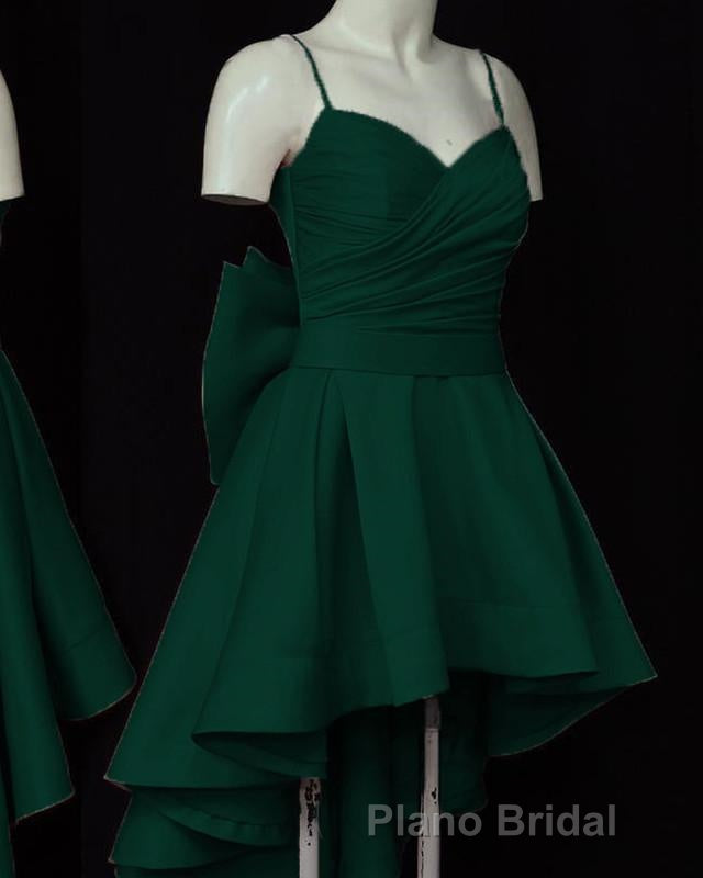High Low Style Sweetheart Bow Back Satin homecoming Dresses