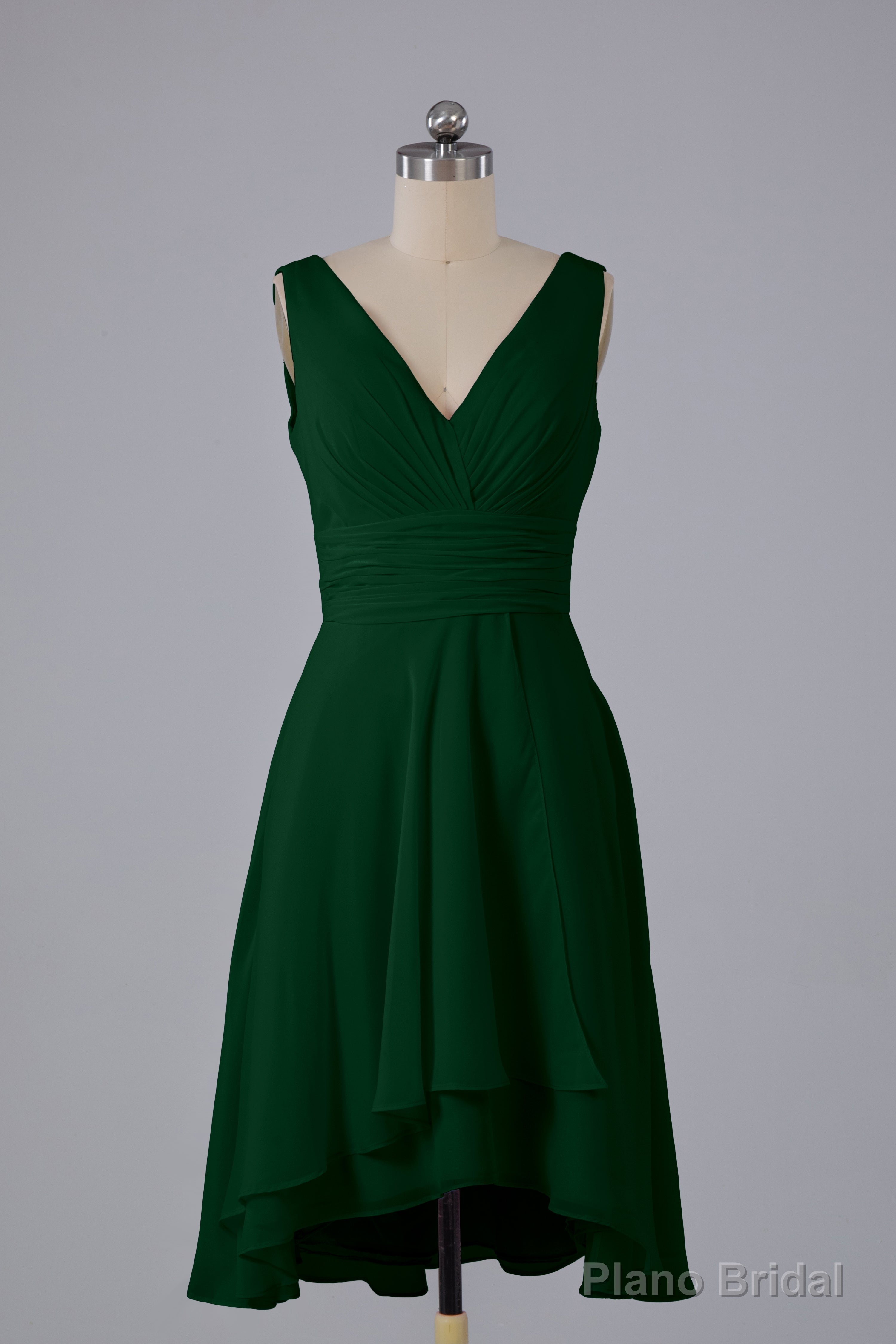 High Low Knee Length V-Neck Bridesmaid Dresses