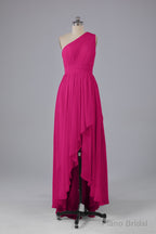 High Low One Shoulder Chiffon Bridesmaid Dresses