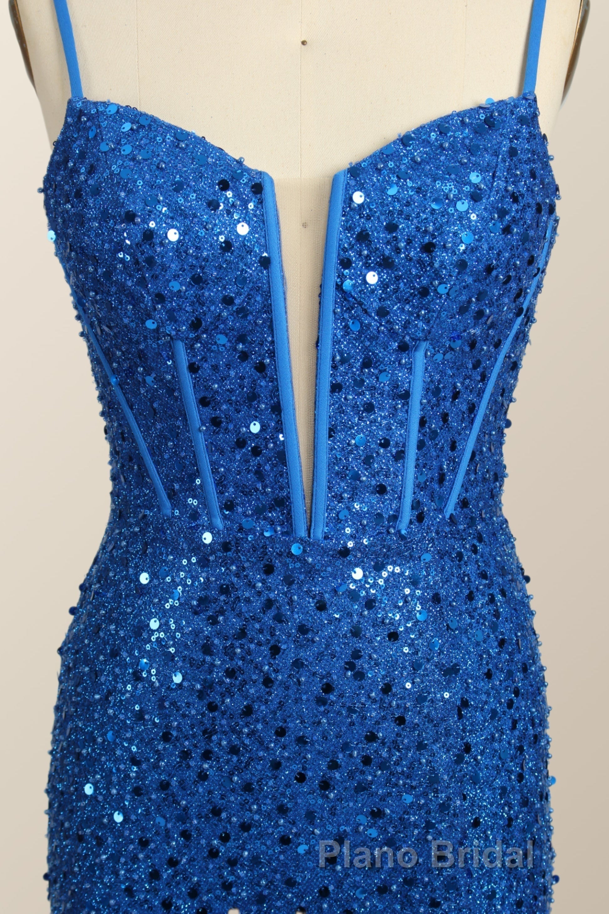 Royal Blue Sequin Mermaid Long Formal Prom Dresses