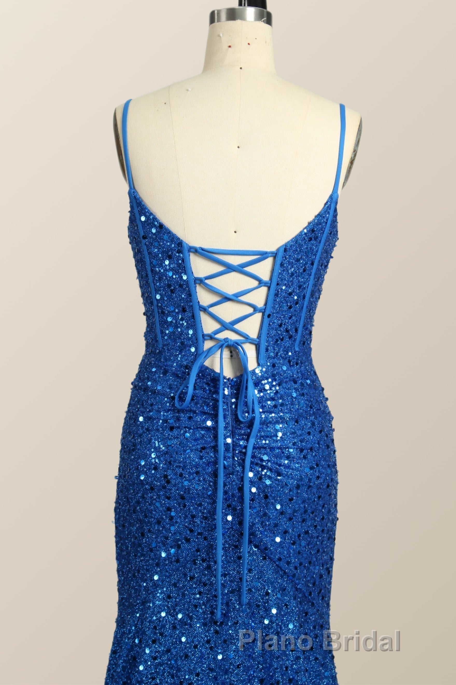 Royal Blue Sequin Mermaid Long Formal Prom Dresses