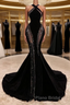 Black Halter Corset Mermaid Formal Prom Dress Sexy Evening Dress