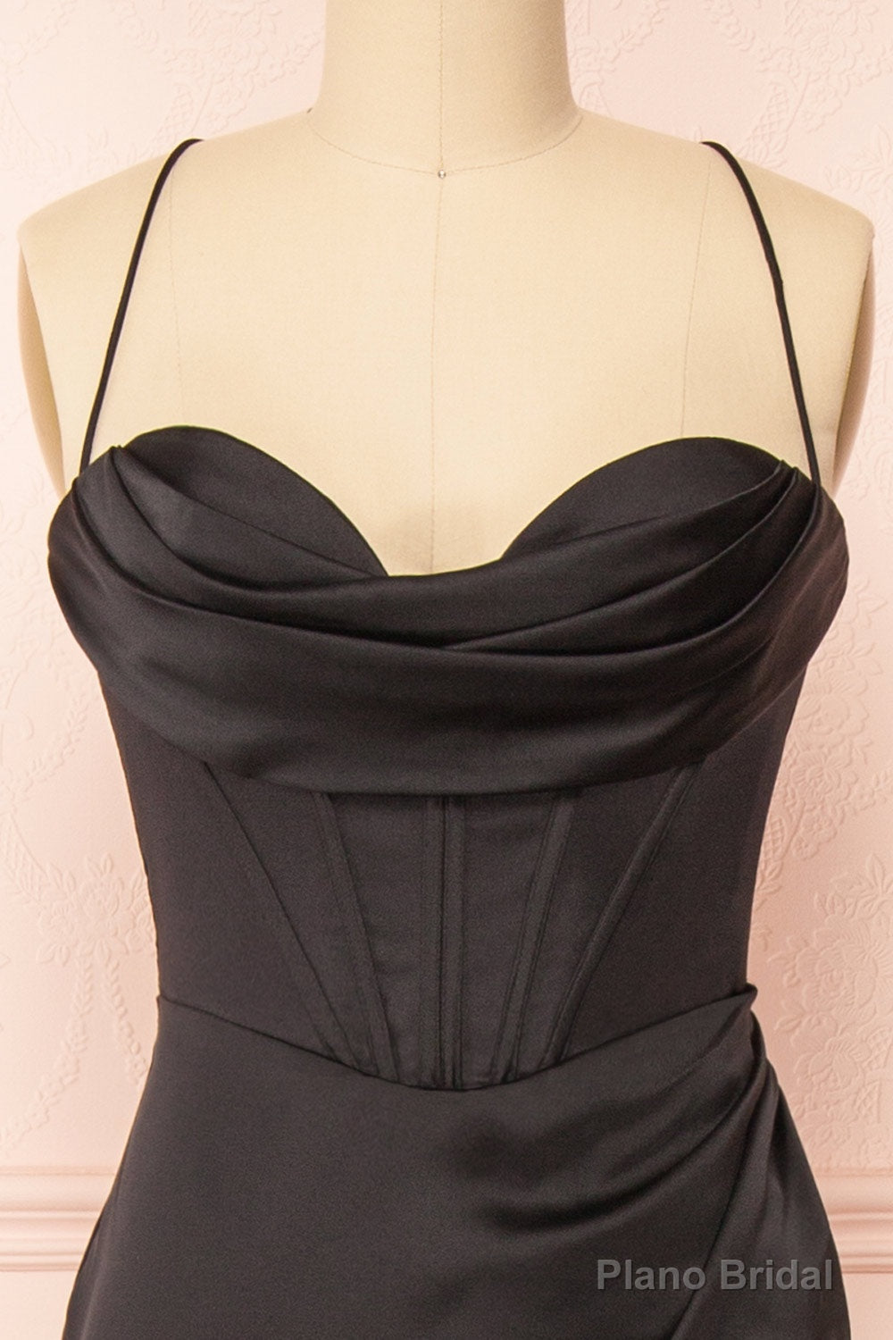 Black Prom Dresses, Corset Cowl Neck Maxi Dress, Black Bridesmaid Dress