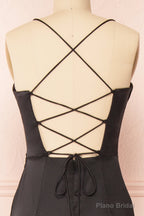 Black Prom Dresses, Corset Cowl Neck Maxi Dress, Black Bridesmaid Dress