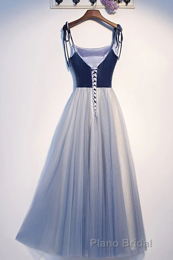 Spaghetti Straps Lace Up Floor Length Modest Evening Dresses Party Formal Prom Dresses