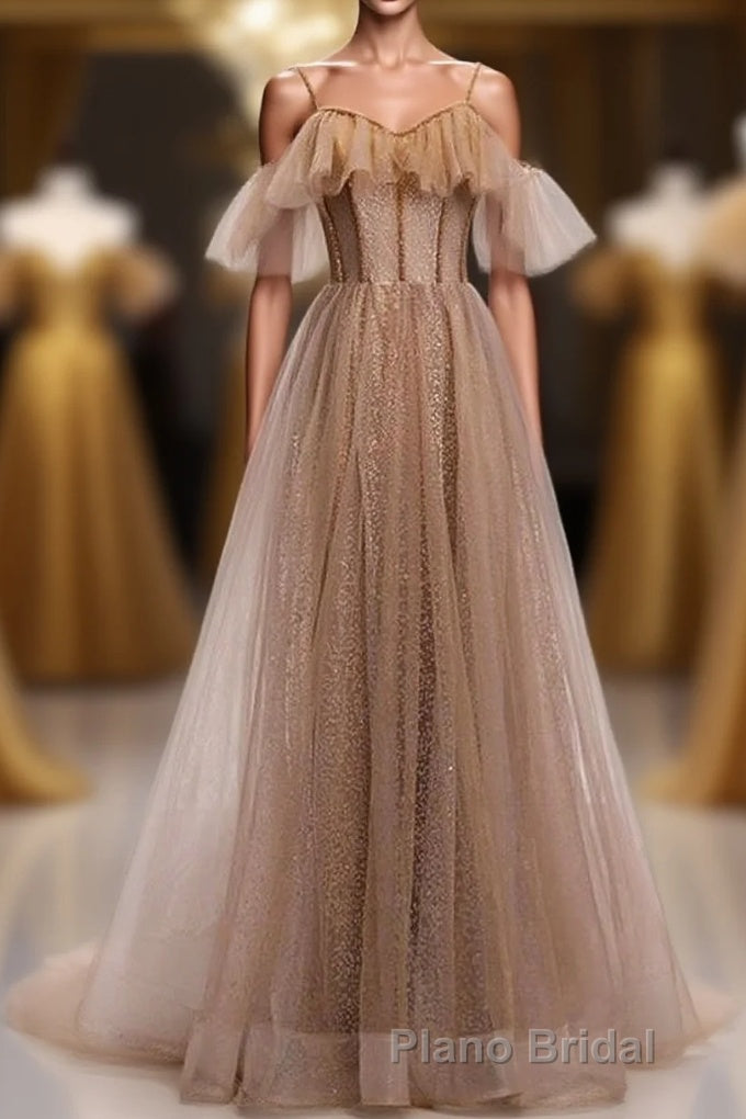Formal Long A-line Tulle Formal Prom Dresses Lace Up Simple Evening Dresses Main image