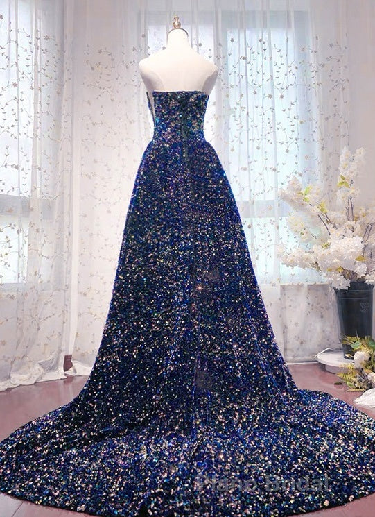 Chic Long Strapless Sparkly Tight Formal Prom Dresses Formal Party Dresses Secondary image