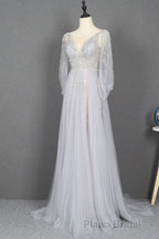 Amazing Long Gray Beading Formal Prom Dresses Modest Evening Gowns