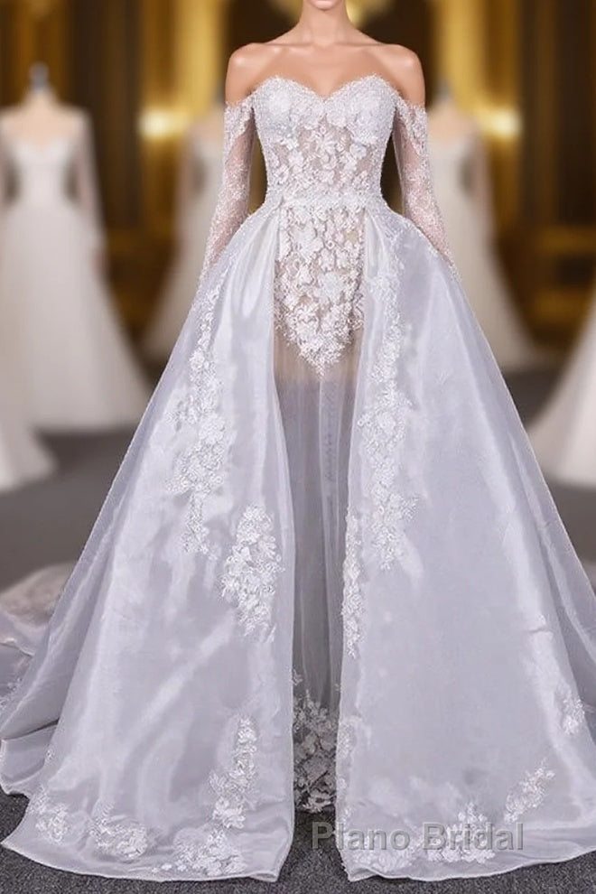 Long Sleeves Simple Elegant Wedding Dresses Lace Wedding Gowns Main image