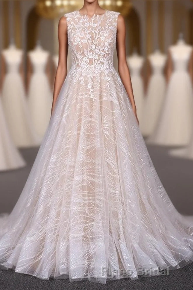 Gorgeous Long Backless Wedding Dresses Ivory Lace Wedding Gowns Main image