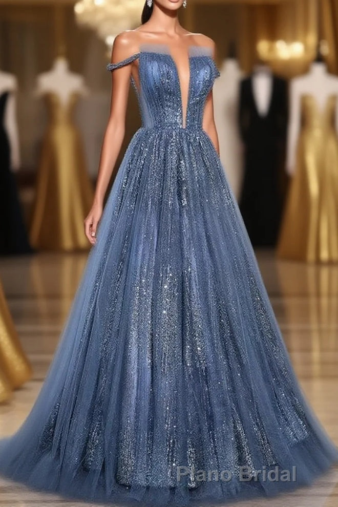 Lovely Tight A-line Lace Up Blue Formal Prom Dresses For Girls Party Dresses Main image